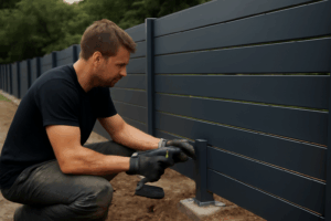 Bild von Aufbau Zaun anthrazit